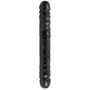 Classic Jr. Veined Double Header Bender Black Dong 12 inches. Double Dong with veins. Black in color and 12 inches in length. Latex free