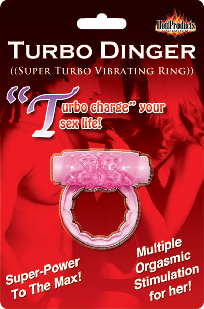 Humm Dinger Turbo Vibrating Cock Ring Magenta from Hott Products. When you strap on the Humm Dinger Turbo