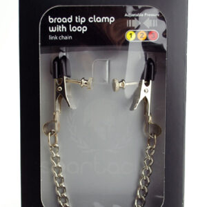 Adjustable Broad Tip Clamps with Loop Link Chain. Adjustable deluxe wide alligator nipple clamps are great for large nipples that need a wider than usual tip. The wide