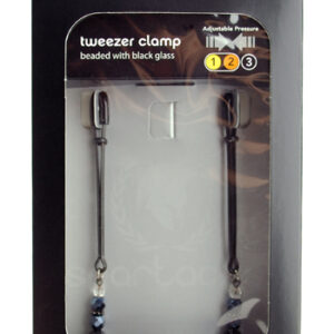 Black Tweezer Nipple Clamps with Beads from Spartacus Leathers. Skip the lingerie tonight and dress up your nipples instead. These elegant adjustable black tweezer style clamps are so gentle