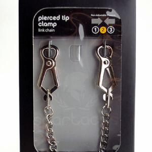 Focus pain and pleasure when you try out this simple but erotically effective nipple clamp and chain set. Made of two strong forceps-style clamps