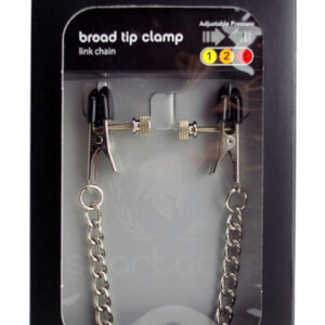 Adjustable Broad Tip Nipple Clamps with Link Chain. Adjustable nipple clamps offer a range of pressures