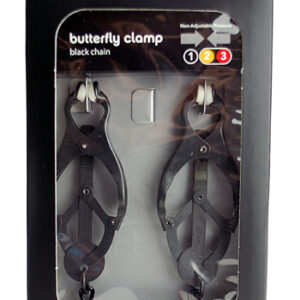 Blackline Endurance Butterfly Clamps Link Chain. Endurance nipple clamps with link chain offer maximum pressure for an intense and localized experience. These endurance nipple clamps feature a sturdy