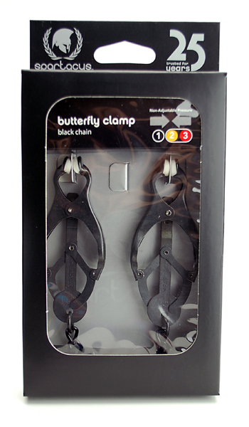 Blackline Endurance Butterfly Clamps Link Chain. Endurance nipple clamps with link chain offer maximum pressure for an intense and localized experience. These endurance nipple clamps feature a sturdy