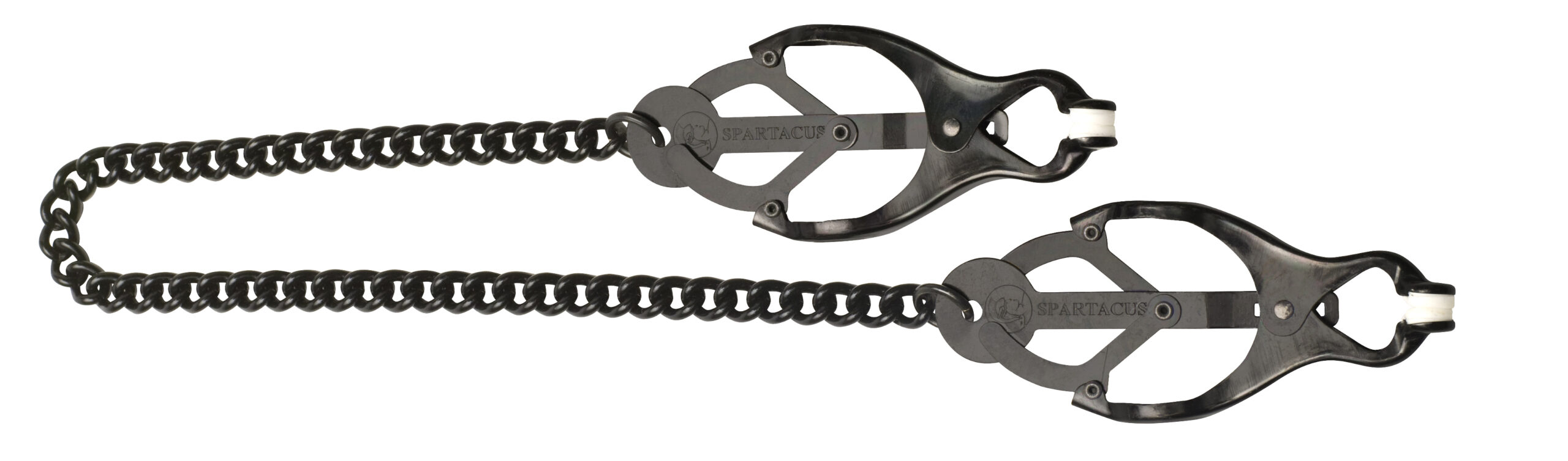 Blackline Endurance Butterfly Clamps Link Chain. Endurance nipple clamps with link chain offer maximum pressure for an intense and localized experience. These endurance nipple clamps feature a sturdy