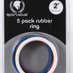 Spartacus Leathers Cock Gear Rubber Cock Rings Rainbow Rubber 5 Pack includes blue