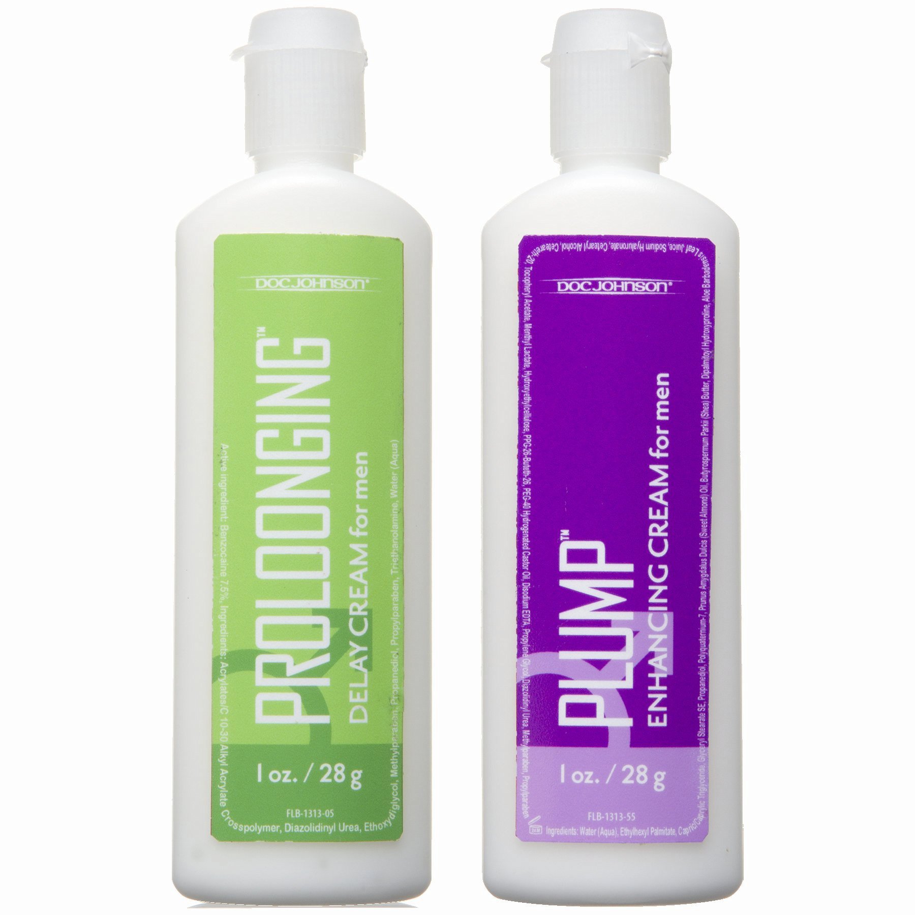 Proloonging Plus Plump for Men 2 Pack. Get more banging for your buck with this travel-friendly sexual enhancement kit! Proloonging + Plump for Men features a 1 ounce tube of delay cream and 1 ounce tube of enhancing cream. The delay cream