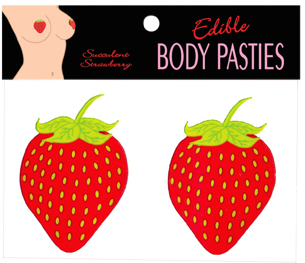 Edible Pasty Strawberry body pasties are shaped and taste like delicious fruit! The Strawberry pasties make mouth watering nipple treats. FDA Certified. FDA Certification Number: 15796203130 Edible Pasties from Kheper Games. Categories: Health and Beauty