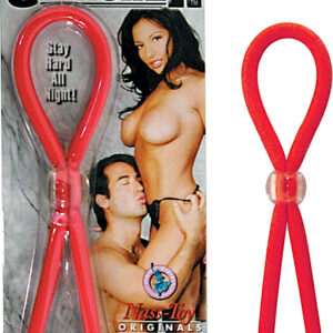 Clincher Cockring Red from Nasstoys of New York. Lasso style cock ring is made using phthalate free