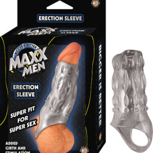 Maxx Men Erection Sleeve Clear super fit for super sex. Bigger is better. Added girth and stimulation. Waterproof