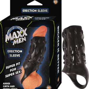 Maxx Men Erection Sleeve Black super fit for super sex. Bigger is better. Added girth and stimulation. Waterproof