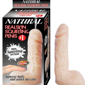 Natural Realskin Squirting Penis number 1 Dildo. Better than Real Realskin. Real squirting action. Squeeze balls and watch me cum. Made using body safe