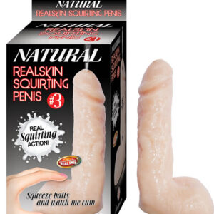 Natural Realskin Squirting Penis number 3 Dildo. Better than Real Realskin. Real squirting action. Squeeze balls and watch me cum. Made using body safe