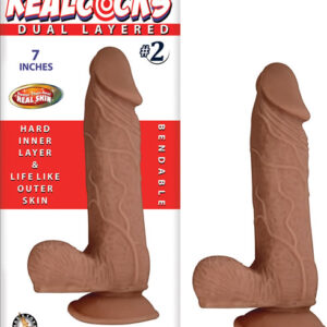Real Cocks Dual Layered number 2 Brown 7 inches. Features: dual layered