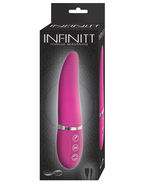 Infinitt Tongue Massage Pink Vibrator from Nasstoys of New York. Features 7 vibration functions. 4 rotation functions. High speed boost button. Specially designed to reach all your erogenous zones. Materials Silicone massager