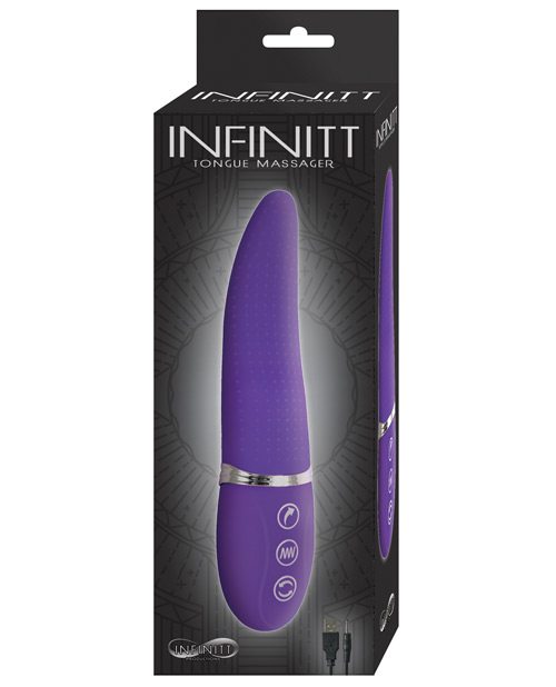 Infinitt Tongue Massage Purple Vibrator from Nasstoys of New York. Features 7 vibration functions. 4 rotation functions. High speed boost button. Specially designed to reach all your erogenous zones. Materials Silicone massager