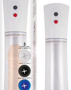 Commander Electric Penis Pump Clear from Nasstoys of New York. Features: high vacuum electric pump. 3 sleeve sizes for a snug fit. Extra large cylinder for maximum enlargement.   Phthalates free