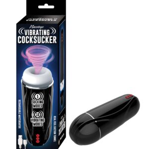 The Vibrating Cocksucker Male Masturbator simulates oral sex with 5 powerful sucking functions