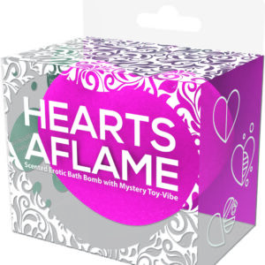 Hearts Aflame Erotic Bath Bomb from Hott Products. Scented Erotic Bath Bomb with Mystery Toy Vibe. Explore your most intimate passions with the Hearts Aflame formulated to set the perfect mood for you and your lover to get caught up in a sensuous steamy w