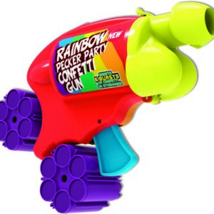 Rainbow Pecker Confetti Gun from Hott Products Unlimited. Fun! Fun! Fun! Make your next party a real Blast as you blast out a steady stream of Pecker Confetti with the Rainbow Pecker Party Confetti Gun! Shiny Rainbow Pecker Confetti will rain down in a ha