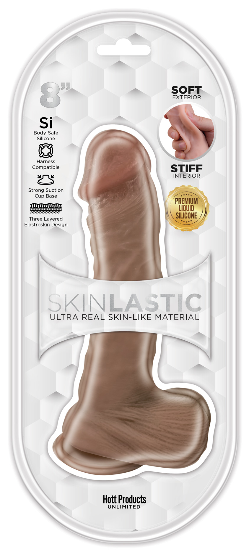 Skinsations Skinlastic Sliding Skin 8 inches Dildo with Suction Base from Hott Products Unlimited. Dicky Skins Dildo Skin 8 inches Dildo Vanilla