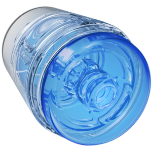 Main Squeeze Pop-Off Optix Crystal Blue stroker. See yourself in a whole new way. This unique double ended addition to the Optix category of Main Squeeze variable pressure strokers features lifelike openings in the collectionâs unique transparent design