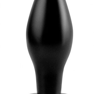 Anal Fantasy Collection Medium Silicone Plug Black from Pipedream Products. At 1.75 inches wide with an insertable length of 4.25 inches