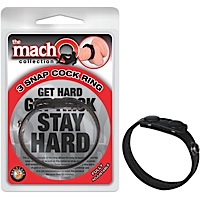 Nasstoys of New York The Macho Collection Macho 3 Snap Cock Ring. The Snap-on Faux leather ring is made to suit every man with 3 adjustable snaps. Masculine leather look. Adjustable snaps for multi-functions.Prolongs
