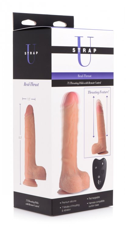 (D)STRAP U REAL THRUST THRUSTI & VIBRATING SILICONE DILDO W/ REMOTE CONTROL - Image 6