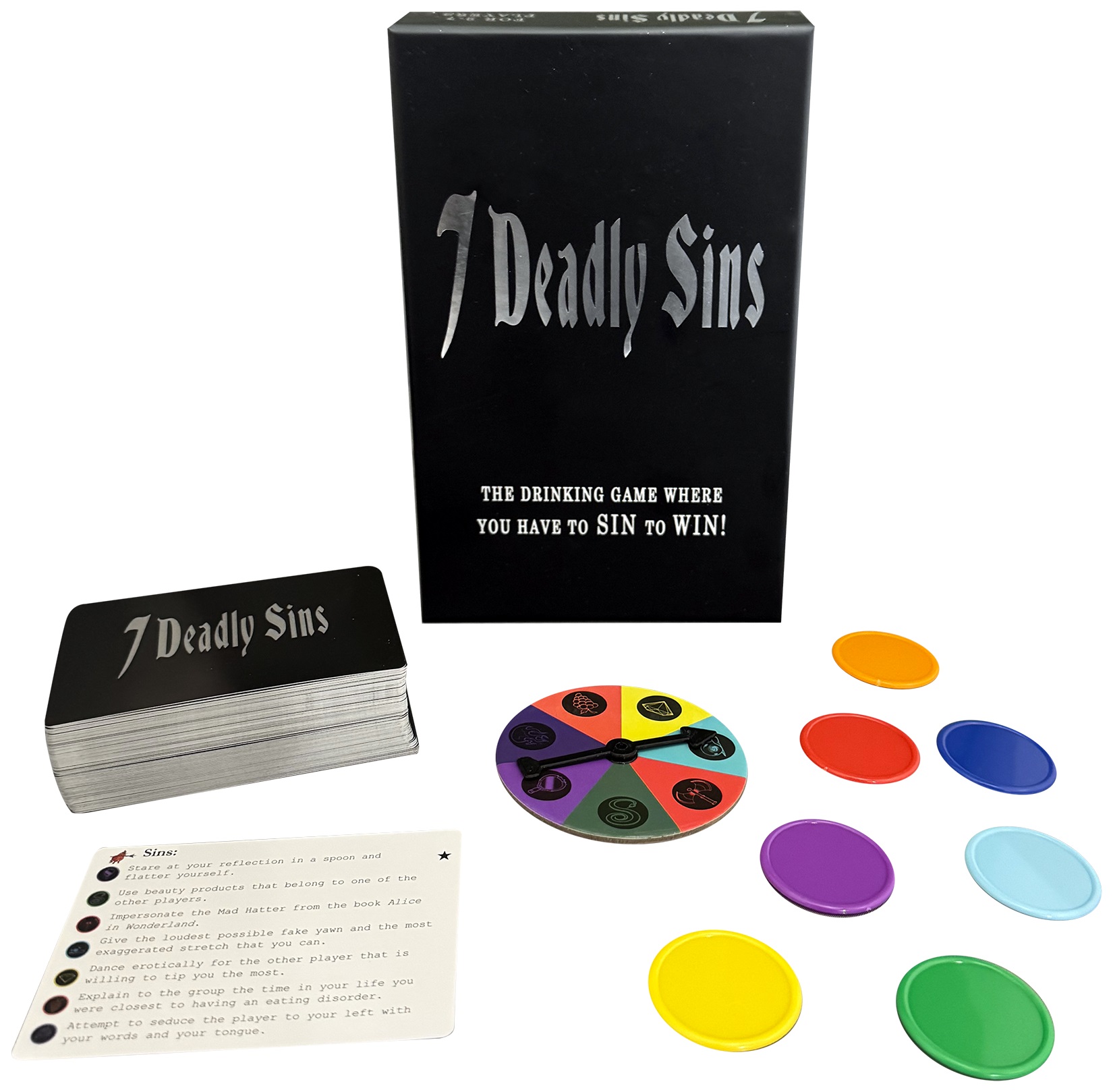 The sin to win drinking game. The game of dares that tests your willingness to sin