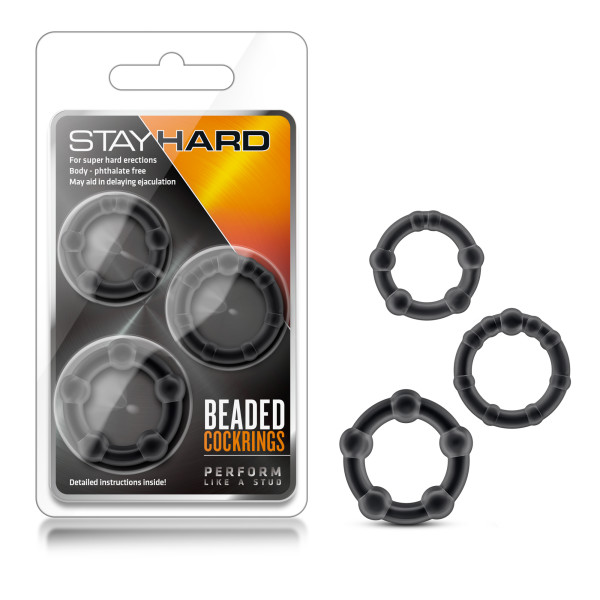 STAY HARD BEADED COCKRINGS 3PC BLACK - Image 2