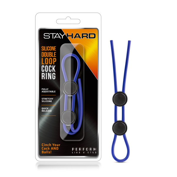 STAY HARD SILICONE DOUBLE LOOP COCK RING BLUE - Image 5