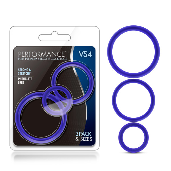 PERFORMANCE VS4 PURE PREMIUM SILICONE COCKRING SET INDIGO - Image 7