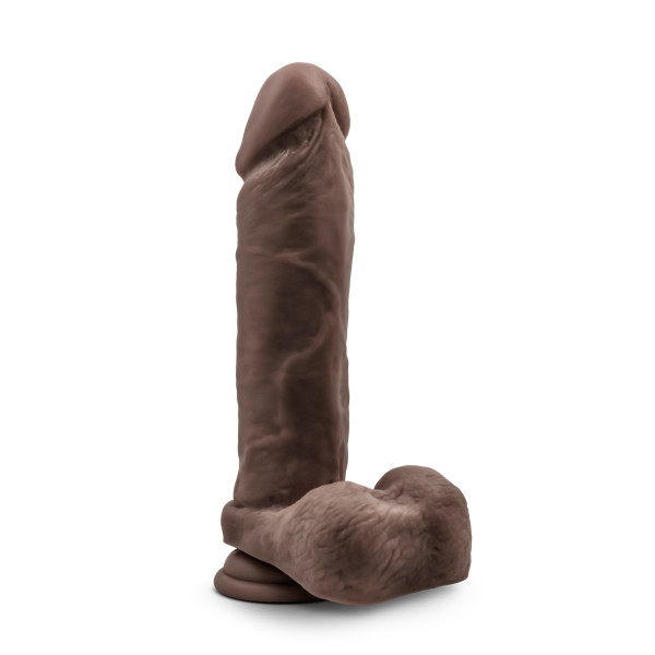 AU NATUREL 9.5IN DILDO W/ SUCTION CUP CHOCOLATE - Image 3