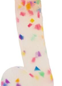 Addiction 100% Party Marty 7.5 inches Frost and Confetti from BMS Enterprises. The latest addition to the best selling Addiction collection of premium Silicone dongs