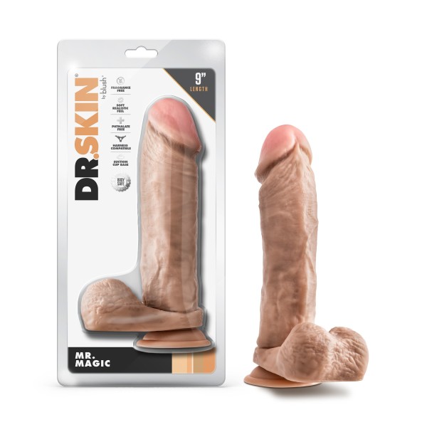 DR. SKIN MR. MAGIC 9IN DILDO W/ BALLS BEIGE