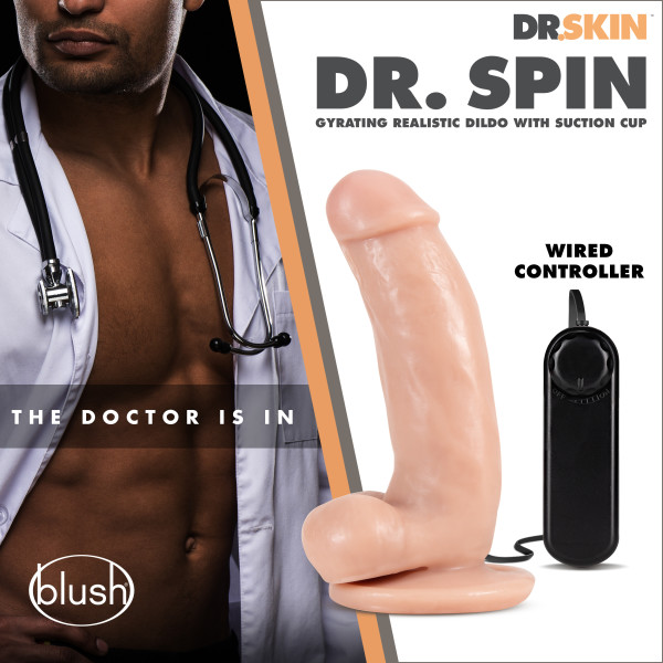 DR SKIN DR SPIN 7IN GYRATING REALISTIC DILDO VANILLA - Image 3
