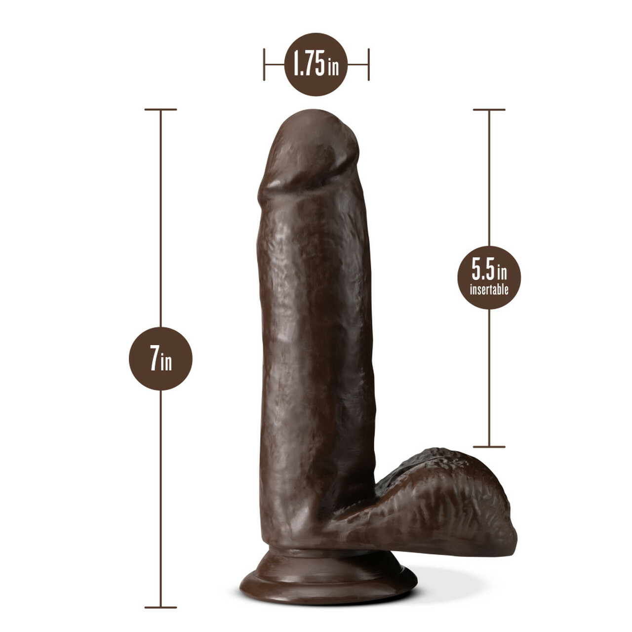 DR SKIN PLUS 7IN POSEABLE GIRTHY DILDO CHOCOLATE - Image 7