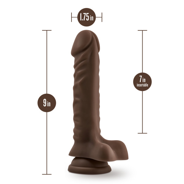 DR SKIN PLUS 9IN POSABLE DILDO W/ BALLS CHOCOLATE - Image 5
