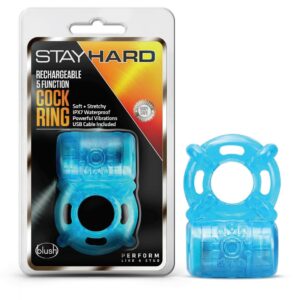 STAY HARD RECHARGEABLE 5 FUNCTION COCK RING BLUE