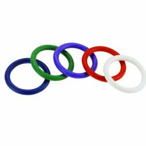 Spartacus Leathers Cock Gear Rubber Cock Rings Rainbow Rubber 5 Pack includes blue