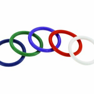 Spartacus Leathers Cock Gear Rubber Cock Rings Rainbow Rubber 5 Pack includes blue