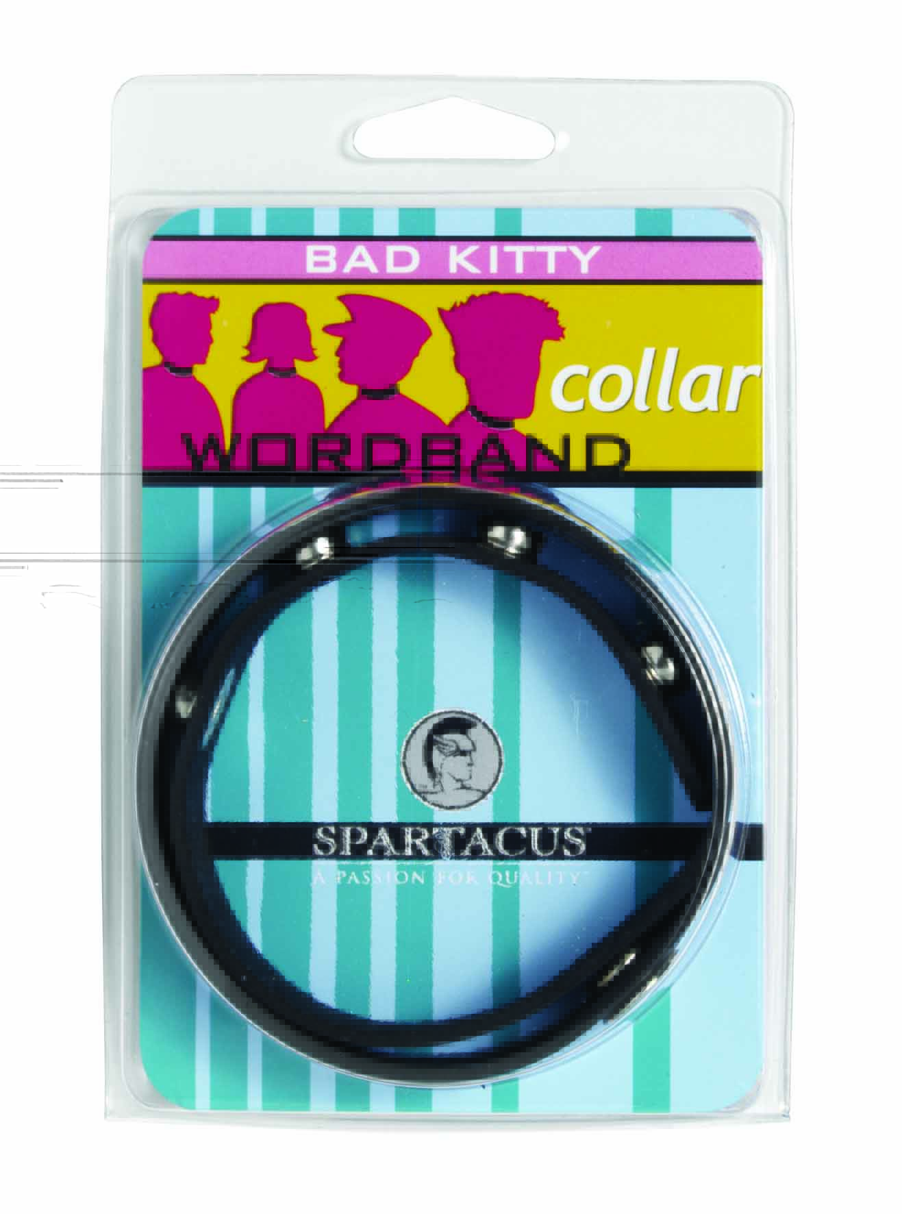 Spartacus Leathers Bondage Gear Wordband Collars Bad Kitty Black Collar is an intimate