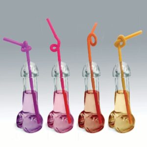 Glitterati Penis 6 ounces Drinking Glass Pack of 4 from Candyprints. Package contains four drinking glasses that will hold up to 6 ounces of liquid. Penis shaped drinking glasses. Categories: Party Games