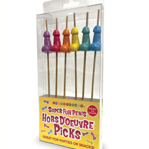 Super Fun Penis Hors D'oeuvre Picks from Lillte Genie. Add an extra touch of fun and humor to your next gathering with our Super Fun Penis Appetizer Picks! Each pack includes six 7 inches bamboo picks adorned with reusable penis tops. These whimsical pick