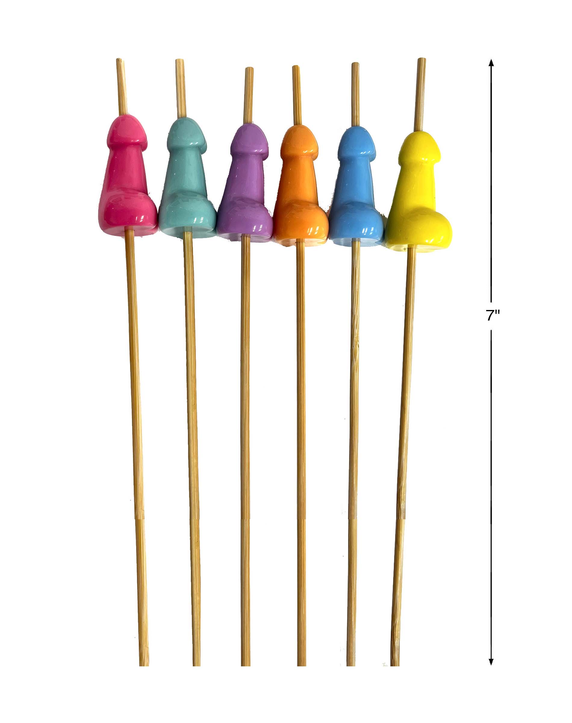Super Fun Penis Hors D'oeuvre Picks from Lillte Genie. Add an extra touch of fun and humor to your next gathering with our Super Fun Penis Appetizer Picks! Each pack includes six 7 inches bamboo picks adorned with reusable penis tops. These whimsical pick