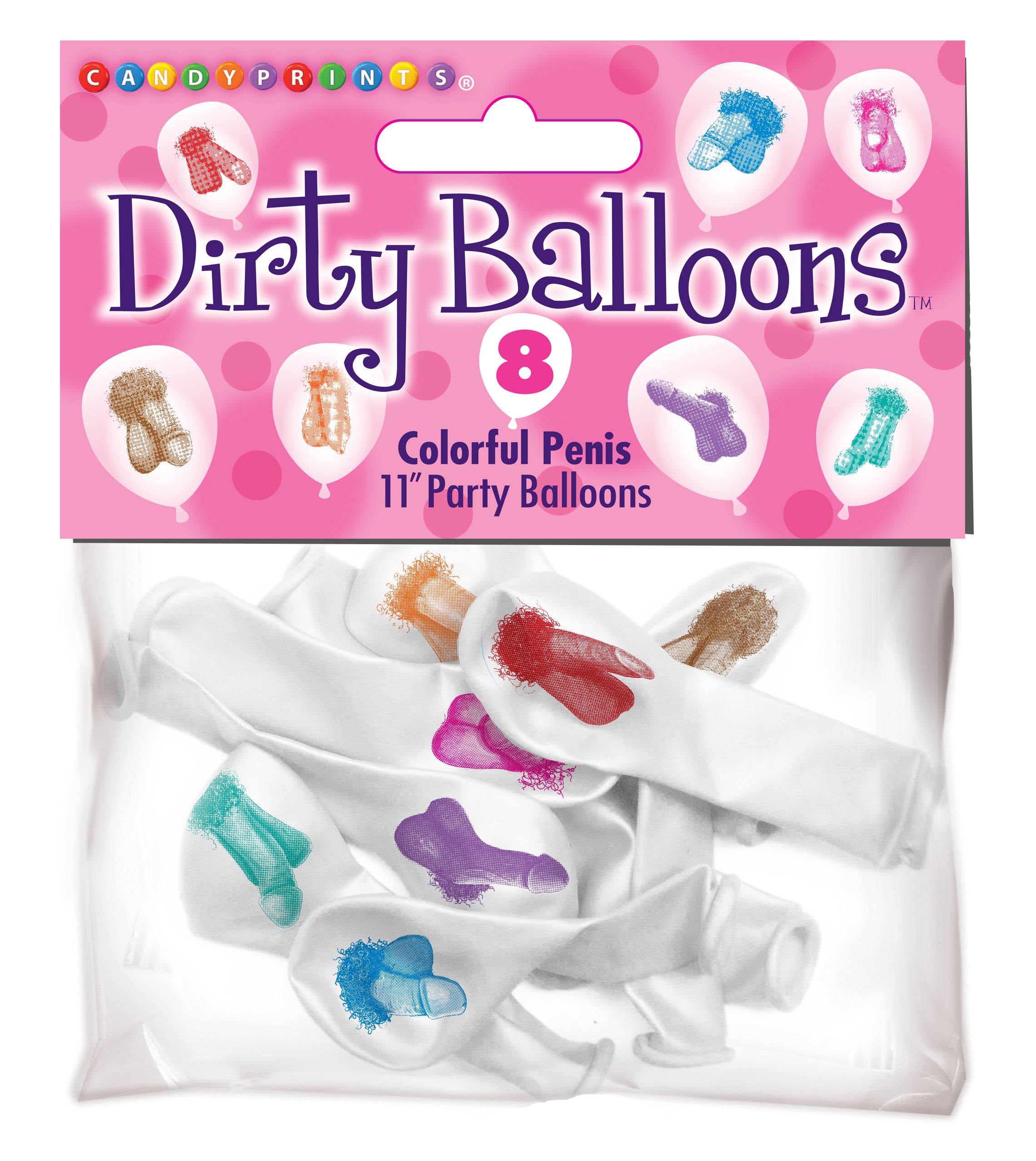 Dirty Balloons Mini Penis Style Latex Balloons. 11 inches