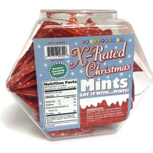 Xmas Amusement 100 piece display from Candyprints. Do not let Santa catch you without these mints this Holiday Season! 100 pieces of individually wrapped peppermint candy per display carton. Messages include: Oh