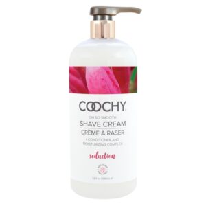 Coochy Shave Cream Seduction 32 fluid ounces Pump Bottle from Classic Erotica. Immerse yourself in the wild and magical fragrance of Seduction. Infused with the sunny sweetness of honeysuckle