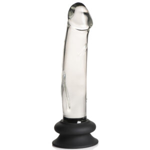 PLEASURE CRYSTALS 7.6 IN GLASS DILDO W/ SILICONE BASE